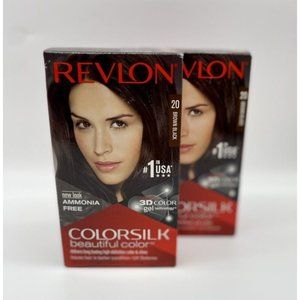 2 Revlon Colorsilk 3D Color Gel Technology Brown Black #20 Hair Color New in Box